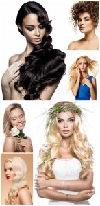  Beautiful women with different hairstyles - Stock photo 