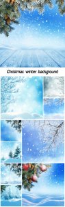  Christmas winter background with fir tree 