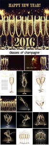  Glasses of champagne, new year 