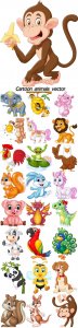  Cartoon animals vector, rabbit, squirrel, monkey 